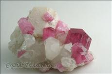 ルベライト (Rubellite) with 石英 (Quartz) & 長石（グループ） (Feldspar)