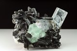 TOP Aquamarine on Schorl with Fluorite