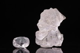 Gemmy Pollucite Crystal & 3,72 cts. Cut Stone