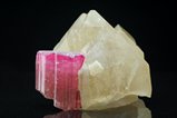 Fine pinkish red Tourmaline on Quartz